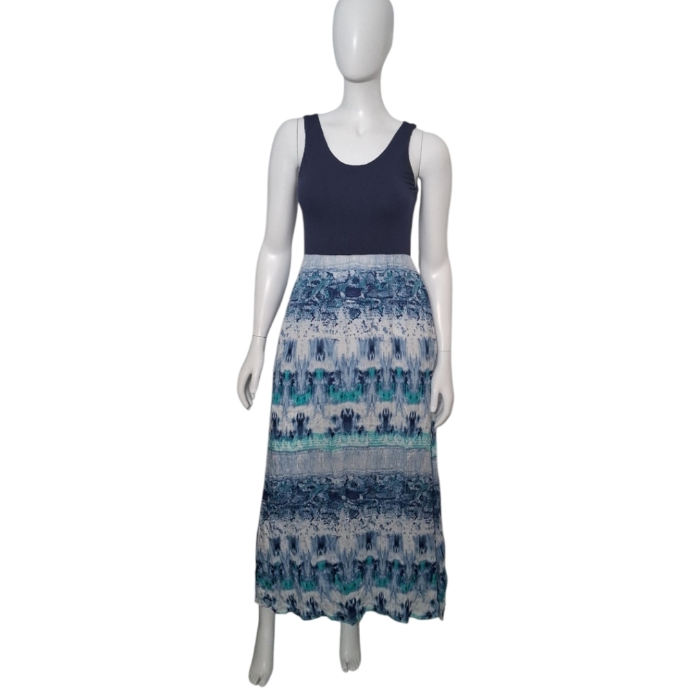 Athleta Mix & Mingle Maxi dress Blue Batik print size M - Picture 2 of 10